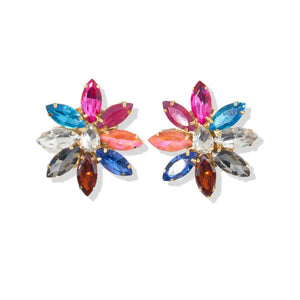 Ink + Alloy IA PMER0002 Rainbow Flower Crystal Post Earring 1.5"