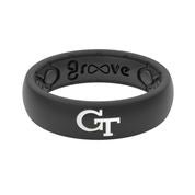 Groove Life GL R3-145 Thin College Silicone Ring - Georgia Tech Black/White Logo