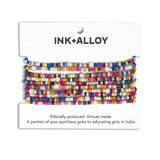 Ink + Alloy IA  SBBR0900 Sage mixed stripe beaded 10 strand Stretch Bracelet