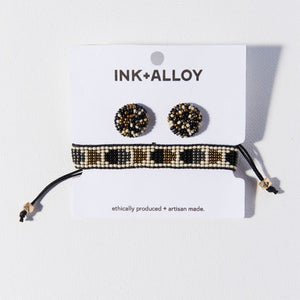 Ink + Alloy IA SBCS0100 Carded Set Post Earring & Half Circle Friendship Bracelet