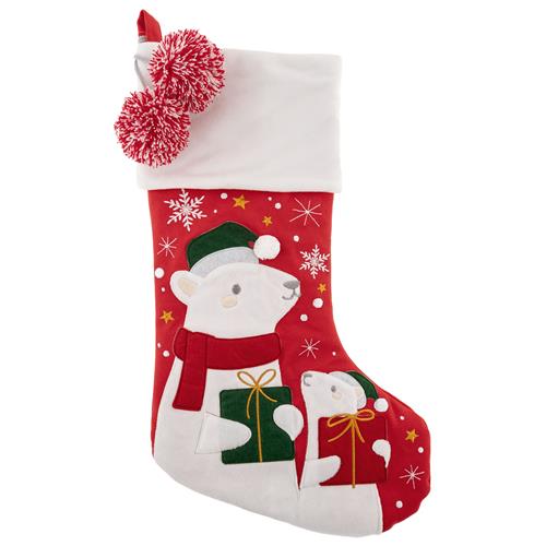 Stephen Joseph SJ SJXM0320 HOLIDAY EMBROIDERED STOCKING POLAR BEAR