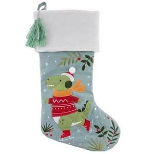 Stephen Joseph SJ SJXM0359 HOLIDAY EMBROIDERED STOCKING DINO