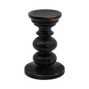 Wing Tai Trading WTT WAF34102 Black Wood Tall Pillar Holder