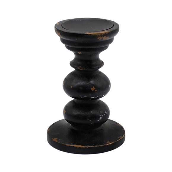 Wing Tai Trading WTT WAF34102 Black Wood Tall Pillar Holder