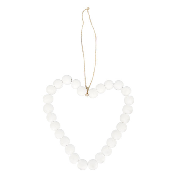 WT Collection WTC WAQ34801-WH White Beaded Heart Hanger