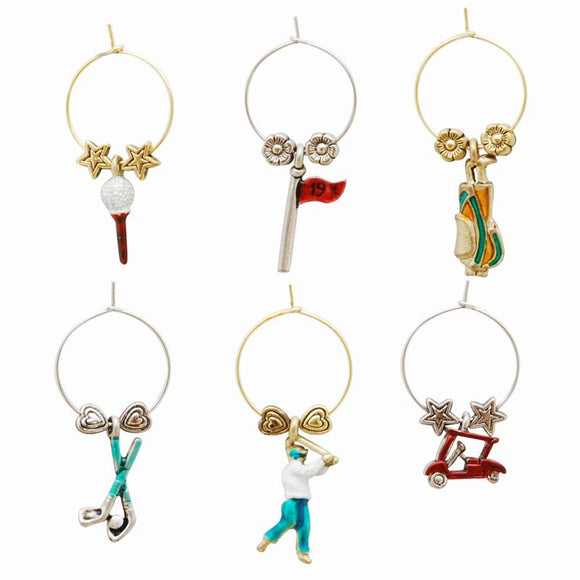 Leading Ware Group LWG WT-1407P Golf Wine Glass Charms,  Painted