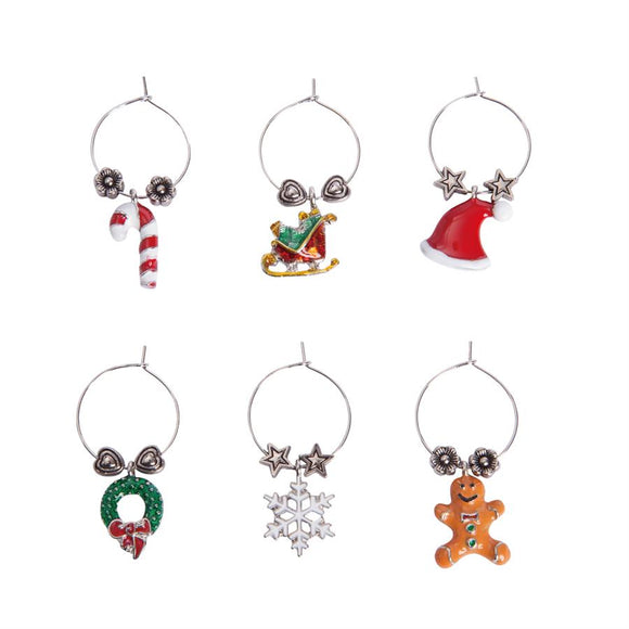 Leading Ware Group LWG WT-1638P Holiday Cheer Wine Glass Charms, Painted