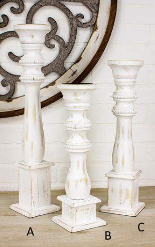 WT Collection WTC WXF134 White Bead Distressed Candlestick