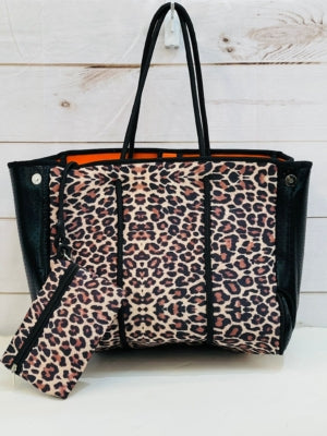 Queens Designs QD BN014ALP Neoprene Cheetah Bag w/Matching Cosmetic Bag