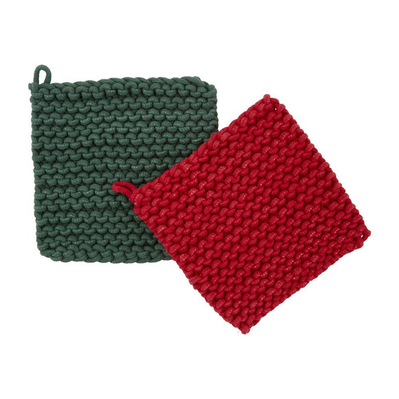 Mud Pie MP 41170027 Christmas Crochet Pot Holder Set