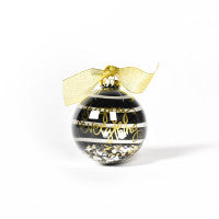 Coton Colors CC Hapev-ORN-BLK Happy Everything Black Stripe 100MM Globe Glass Ornament