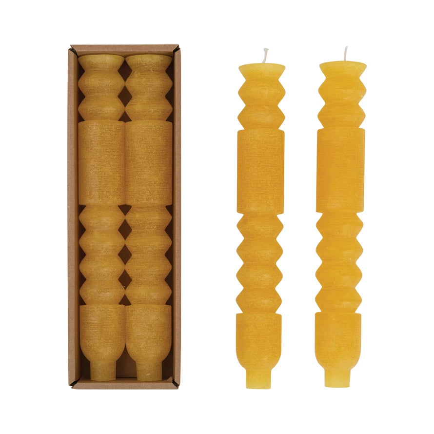 Creative Co-Op Totem Taper Candles - Set Of 2 Unscented Purple Pinot Candles, 10 Inch Sculptural Design