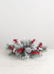 Sullivans SU CP606 Snow Pine/Berry Centerpiece