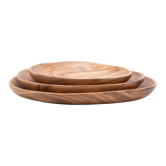 Creative Co-Op CCOP DF5292 Hand-Carved Acacia Wood Bowls, Set of 3