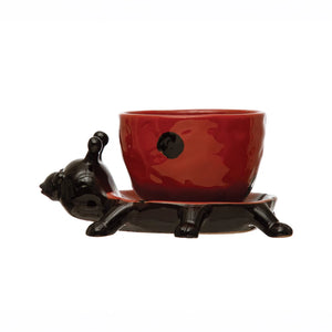 Creative Co-Op CCOP DF6046 Stoneware Ladybug Planter