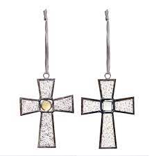 Demdaco Glass Cross Ornament