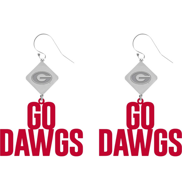 Emerson Street Clothing ESC 1KGA150 Georgia Bulldogs Betsy Laser Cut Earrings - Silver