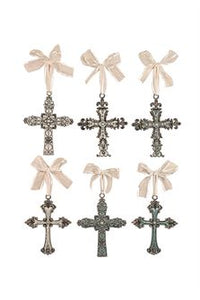 Creative Co-Op CCOP HD3454A Pewter Cross Ornament 6"H