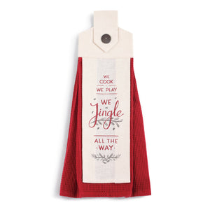 Demdaco 1004180411 Jingle All The Way Christmas Button Loop Tea Towel