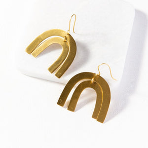 Ink + Alloy IA MBER0501 Matte Brass Rainbow Dangle Earring 2"