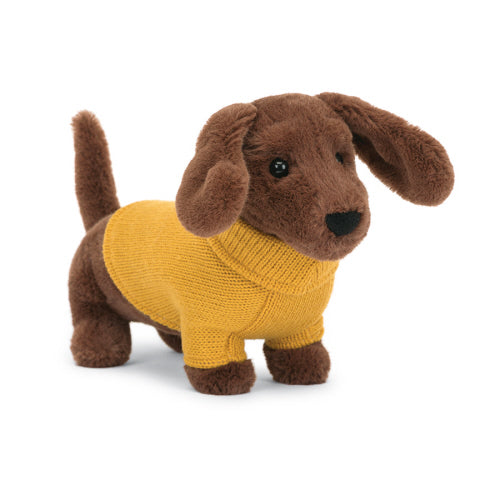 Jellycat Inc JI S3SD Sweater Sausage Dog Yellow
