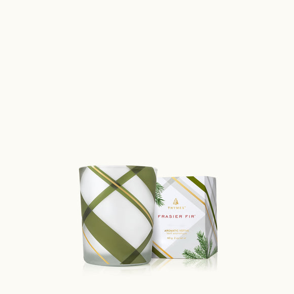Thymes TY12510-04 Frasier Fir Frosted Plaid 2 oz. Votive