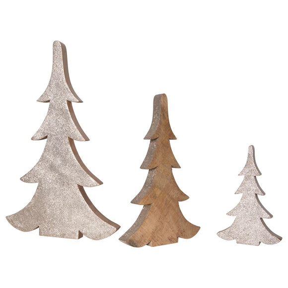 Creative Co-Op CCOP XM6784 Wood Trees with Glitter
